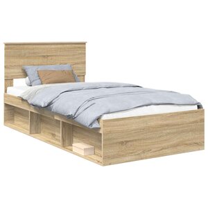 vidaXL Cadre de lit avec tête de lit Sonoma 100 x 200 cm Pin massif