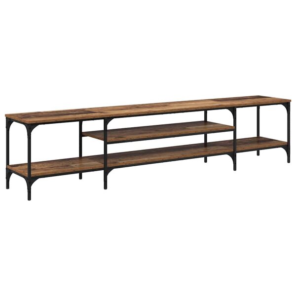 vidaXL Meuble TV Bois Ancien 201 x 35 x 45 cm Bois d'ingénierie et fer