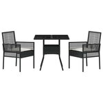 vidaXL Ensemble de salle à manger pour jardin 3 Pièces Noir Poly rotin