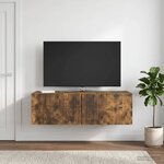 vidaXL Meuble TV mural Chêne fumé 98 x 41 x 30 cm Bois d'ingénierie