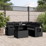 vidaXL Salon de jardin 6 Pièces avec coussins noir résine tressée
