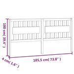 vidaXL Tête de lit Gris 185 5x4x100 cm Bois massif de pin
