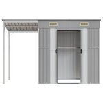 vidaXL Abri de jardin avec toit prolongé gris clair 277x110 5x181 cm