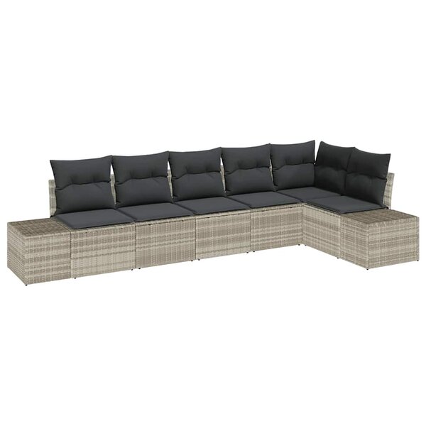 vidaXL Ensemble de canapé de jardin 6 Pièces Gris clair Poly rotin