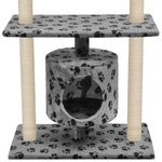 vidaXL Arbre à chat avec griffoir en sisal 95 cm Gris Motif de pattes