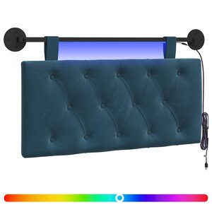 vidaXL Tête de lit suspendue Avec lumière LED Bleu Velours