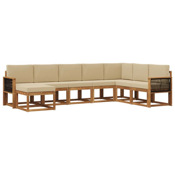 vidaXL Ensemble de canapés d'extérieur 8 pc Naturel et Beige