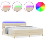 vidaXL Lit Box Spring avec Matelas & LED Crème 200x200 cm Tissu