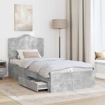 vidaXL Cadre de lit Gris béton 90 x 190 cm Bois d'ingénierie