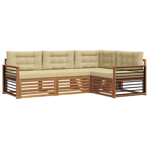 vidaXL Ensemble de canapés d'extérieur 4 Pièces Naturel et Beige