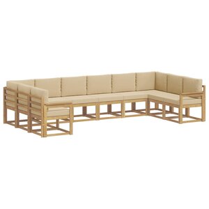 vidaXL Ensemble de canapés d'extérieur 10 Pièces Blanc et Beige