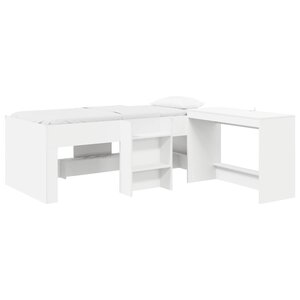 vidaXL Lit haut pour enfants avec bureau Blanc 98 5 x 200 cm