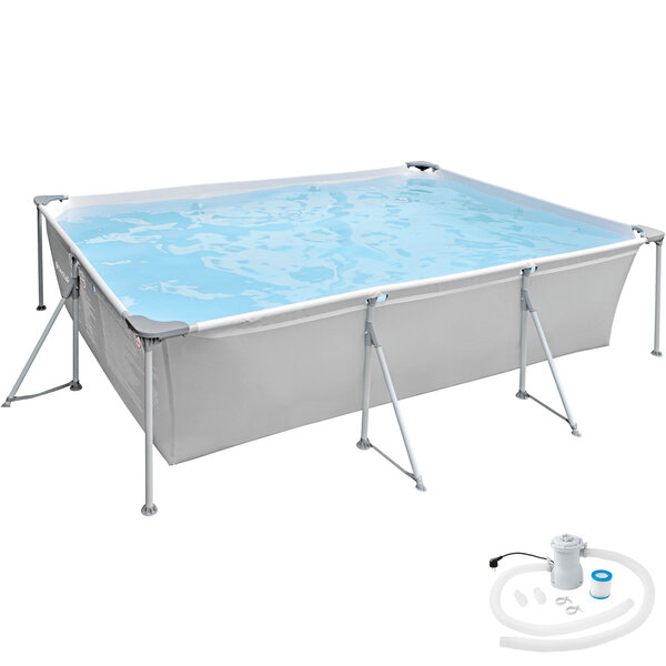 Tectake Piscine tubulaire rectangulaire 3,75 m x 2,82 m x 0,7 m - gris