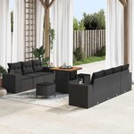 vidaXL Ensemble de canapé de jardin 10 Pièces Noir Poly Rattan