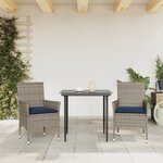 vidaXL Chaises de jardin avec coussins lot de 2 gris résine tressée