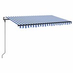 vidaXL Auvent automatique capteur de vent/LED 400x300 cm Bleu et blanc