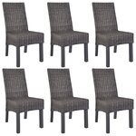 vidaXL Chaises à manger lot de 6 marron rotin Kubu et bois de manguier