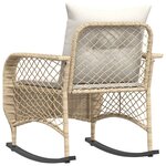 vidaXL Chaise à bascule de jardin avec coussins beige résine tressée