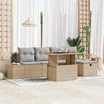 vidaXL Ensemble de canapé de jardin 6 Pièces Beige Poly rotin