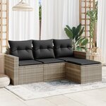 vidaXL Salon de jardin 4 Pièces avec coussins gris clair résine tressée