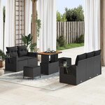 vidaXL Ensemble de canapé de jardin 8 Pièces Noir polyrotin