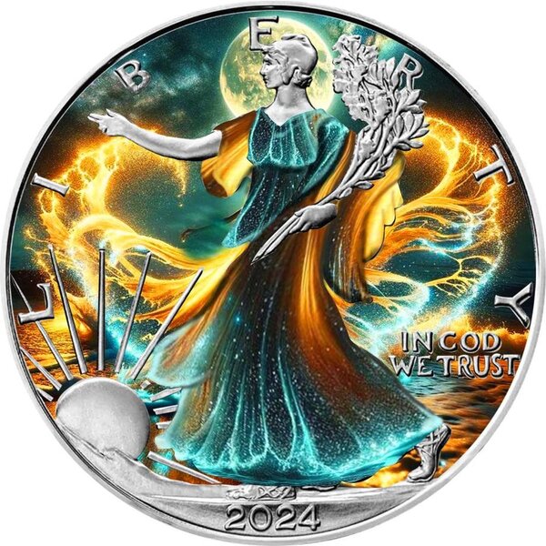 Pièce de monnaie en Argent 1 Dollar g 31.1 (1 oz) Millésime 2024 MOONLIGHT REVERIE
