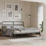 vidaXL Tête de lit métal noir 180 cm