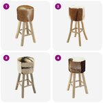 vidaXL Tabouret de bar cuir de chèvre et bois de teck solide