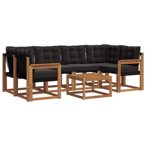 vidaXL Ensemble de canapés d'extérieur 7 pc Naturel et Noir