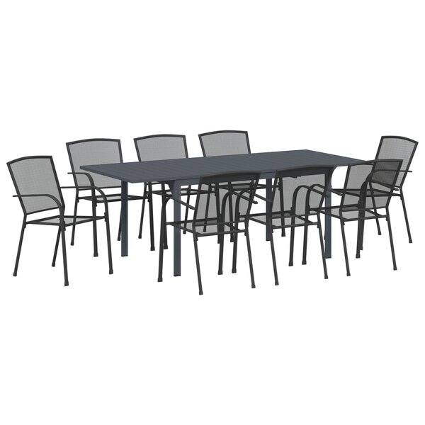 vidaXL Set de couloir 9 pièces en acier gris foncé