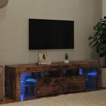 vidaXL Meuble TV avec lumières LED Chêne fumé 140x36 5x40 cm