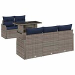 vidaXL Ensemble de canapé de jardin 6 pc Gris et marine polyrotin