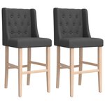 vidaXL Chaises de bar lot de 2 bois massif d'hévéa et tissu