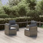 vidaXL Canapés centraux de jardin 4 Pièces Gris 57x57x56 cm Poly rotin