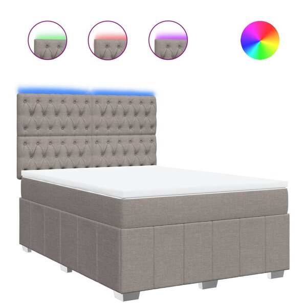 vidaXL Sommier à lattes de lit avec matelas Taupe 140x190 cm Tissu