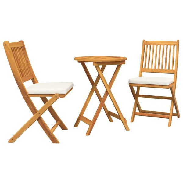 vidaXL Ensemble bistro de jardin 3 pc Marron Bois d'Acacia Massif