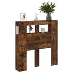 vidaXL Tête de lit à LED chêne fumé 100x18 5x103 5cm bois d'ingénierie