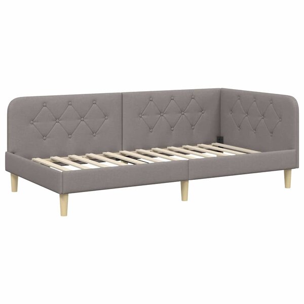 vidaXL Cadre de lit d'angle avec tête de lit Taupe 90 x 200 cm tissu