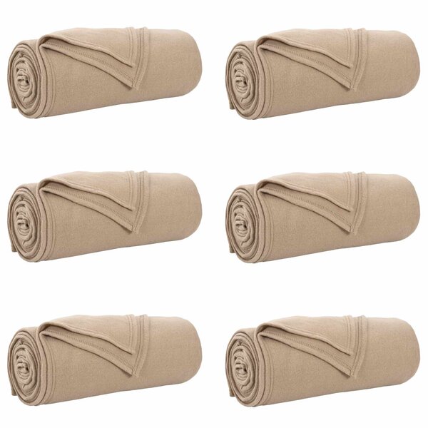 vidaXL Couvertures à jeter 6 Pièces Camel 200 x 150 cm Toison
