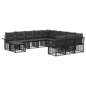 vidaXL Ensemble de canapé de jardin 12 Pièces Noir et Gris foncé