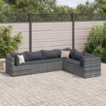 vidaXL Salon de jardin 6 Pièces avec coussins Gris Résine tressée
