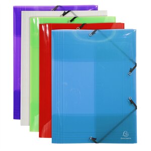 10 Chemises à élastique 3 rabats Polypropylène Crystal Colours A3 Coloris aléatoires EXACOMPTA