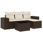 vidaXL Salon de jardin avec coussins 5 Pièces marron résine tressée