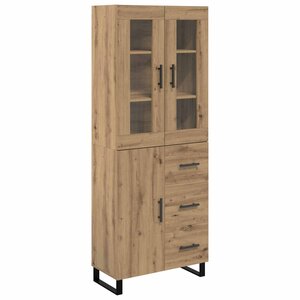 vidaXL Haut Armoire 2 Pièces Chêne artisanal Bois Aggloméré et Verre