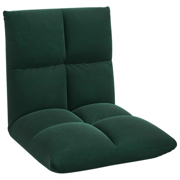 vidaXL Fauteuil de sol ajustable Vert foncé Velours