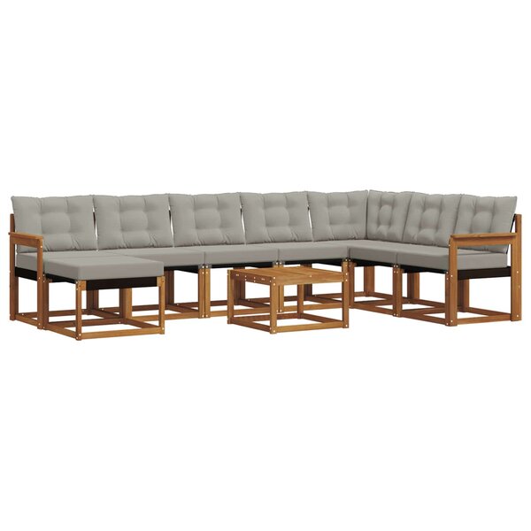 vidaXL Ensemble de canapés d'extérieur 9 pc Naturel et gris clair
