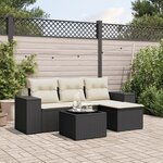 vidaXL Salon de jardin 5 Pièces avec coussins noir résine tressée