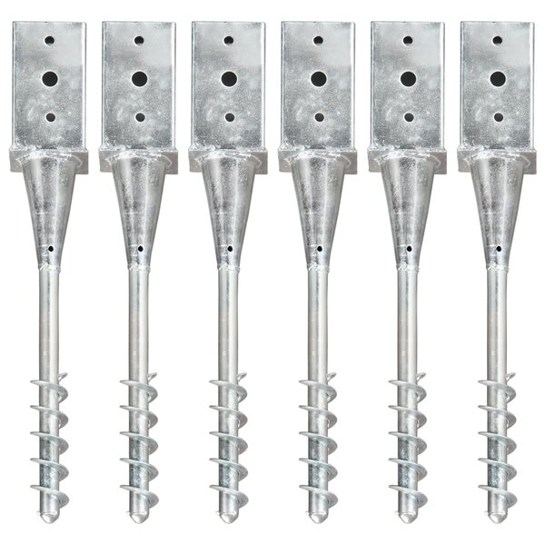 vidaXL Piquets au sol 6 Pièces Argenté 8x8x57 cm Acier galvanisé