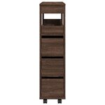 vidaXL Meuble étroit de salle de bain à roulettes chêne marron