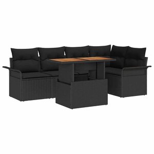 vidaXL Ensemble de canapé de jardin 6 Pièces Noir Poly rotin